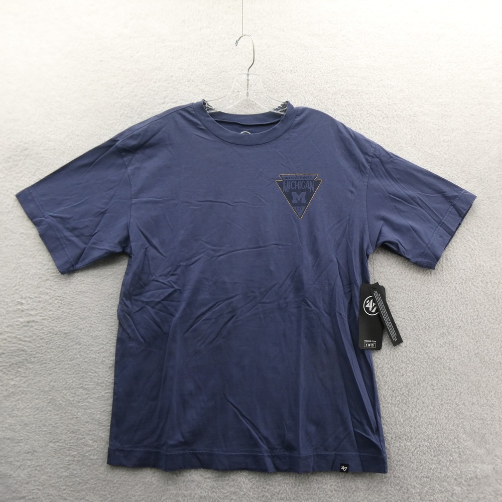 47 Brand Shirt Mens Medium Michigan Wolverines Blue Short Sleeve Cotton